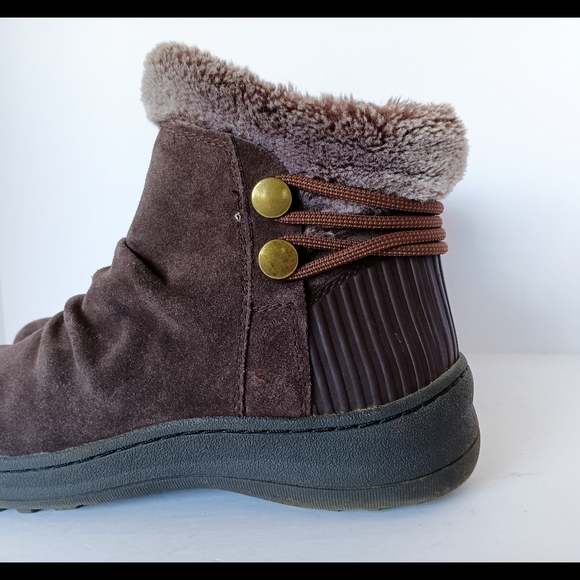 🖤 BareTraps Adelina Leather Suede Ankle Boots Bootie 9 Winter Faux Fur Burgundy - Picture 5 of 14